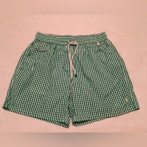 Polo by Ralph Lauren Men’s Green Checkered Lined Drawstring Shorts size XL